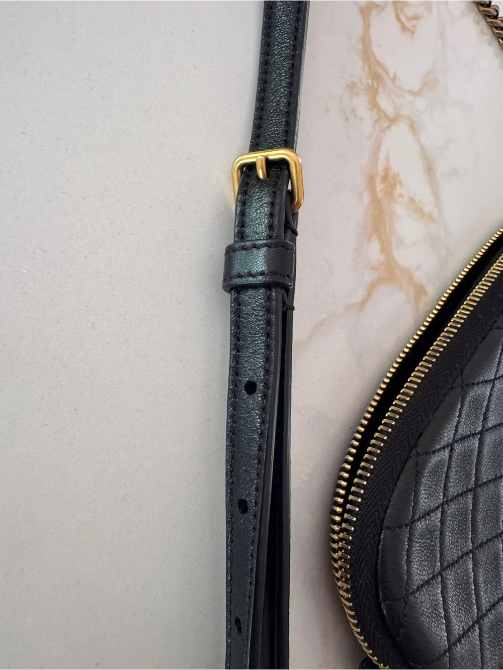 Saint Laurent YSL Gaby Zipped Pouch Crossbody Bag in Black Quilted Lambskin